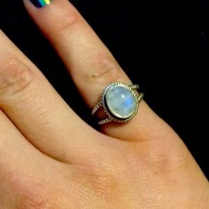 Sterling Silver Rope Moonstone Ring